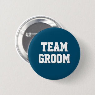Teal Blue Athletic Letters Team Groom 6 Cm Round Badge