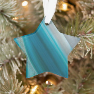 Teal Blue Banded Agate Pattern Ornament