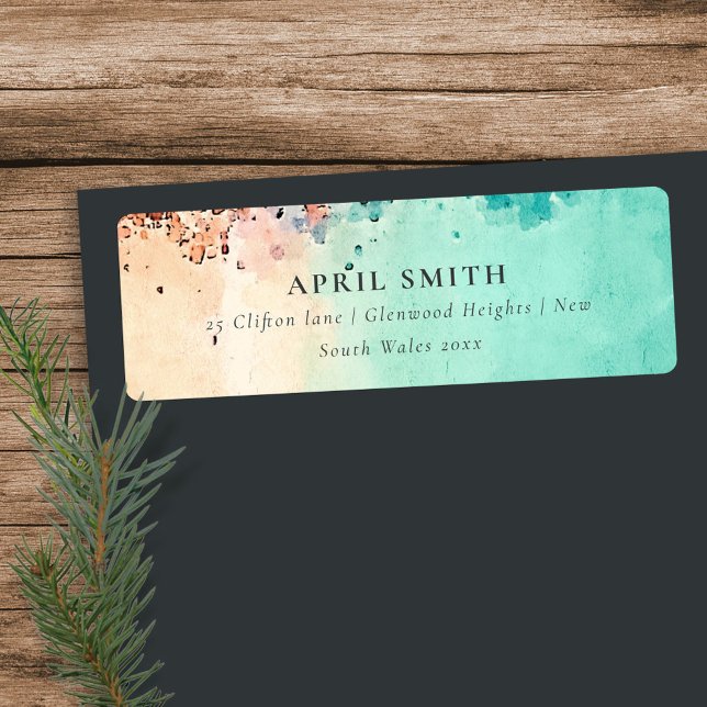 TEAL BLUE BEACH SAND ROCK WATERCOLOR ADDRESS (Creator Uploaded)