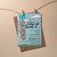 Teal Blue Beary Cute Twin Boys Baby Shower