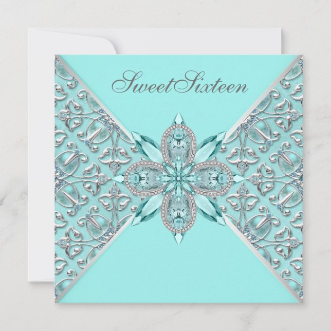 Teal Blue Birthday Party Invitation (Front)