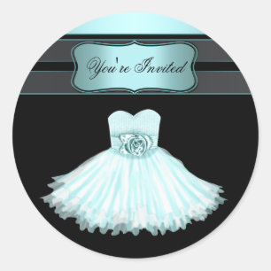 Teal Blue Birthday Party Stickers