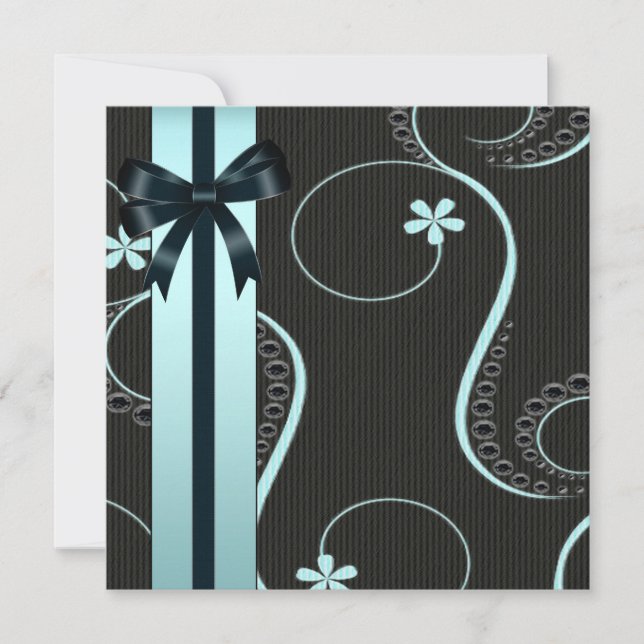Teal  Blue Black Baby Shower Invitation (Front)