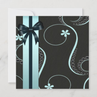 Teal Blue Black Baby Shower Invitation