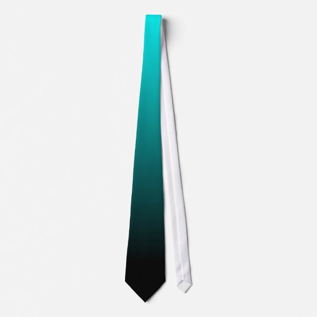 Teal blue black fading simple necktie (Front)