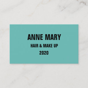Teal Blue Black Hair & Make Up Stylish Modern Cool Business Card