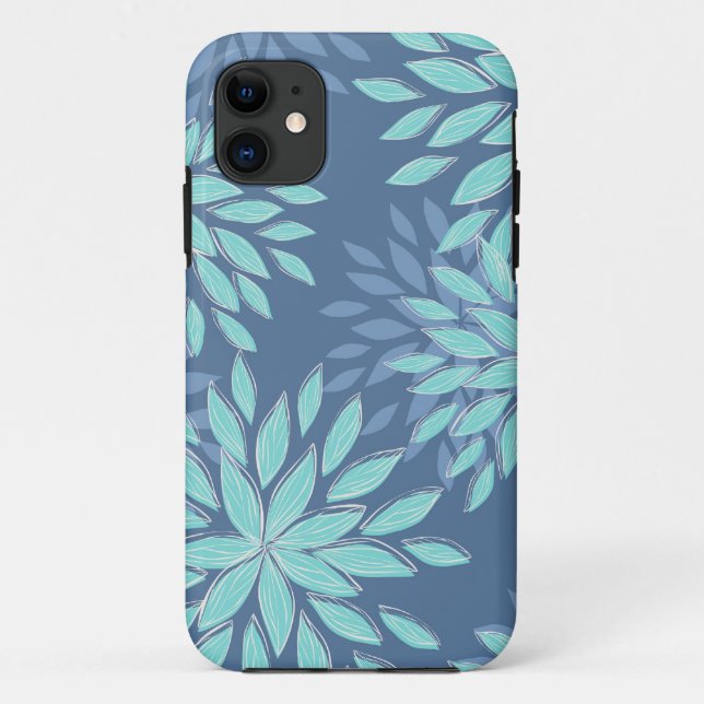 Teal Blue Blossom Abstract iPhone5 Case (Back)
