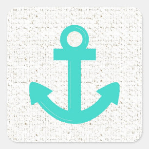 Teal blue boat anchor distressed stickers