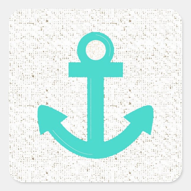Teal blue boat anchor distressed stickers (Front)