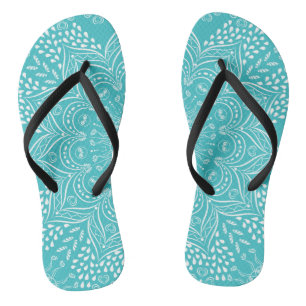 Teal Blue Boho Mandala Jandals