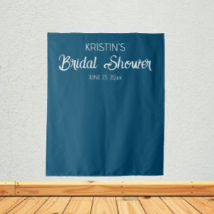 Teal Blue Bridal Shower Photo Backdrop Tapestry