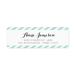Teal Blue Carnival Stripes Address Labels