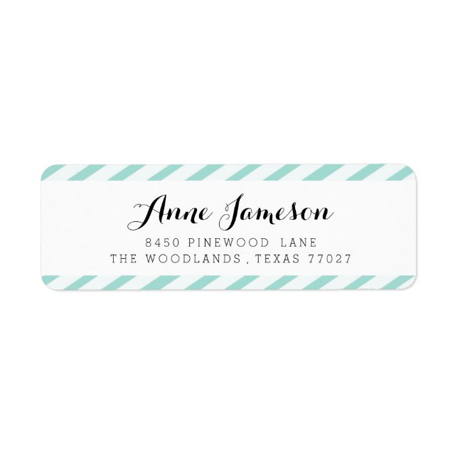 Teal Blue Carnival Stripes Address Labels (Front)