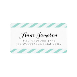 Teal Blue Carnival Stripes Address Labels