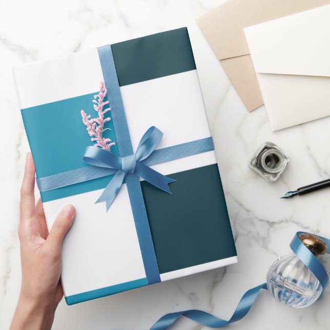 Teal Blue Chequerboard Wrapping Paper (Gifting)
