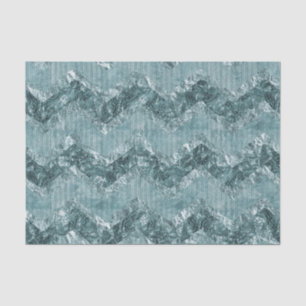 Teal Blue Chevron Zigzag Stripes Tissue Paper