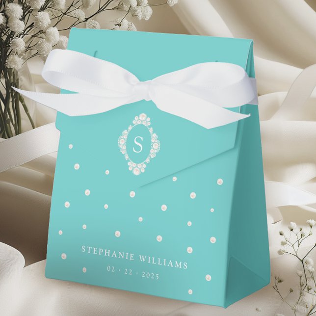 Teal Blue Chic Bridal Shower Favour Boxes (Creator Uploaded)