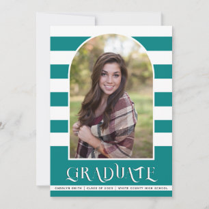 Teal blue Class of 2023 arch photo graduation Announcement