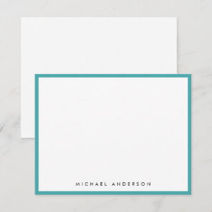 Teal Blue Classic Border Correspondence Card