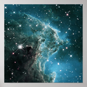 Teal Blue Coloured Monkey Head Nebula Poster