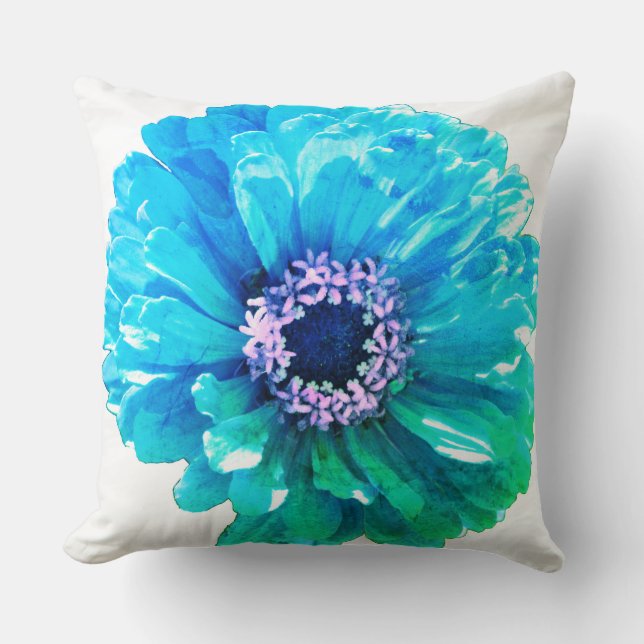 Teal Blue Daisy Cushion (Front)