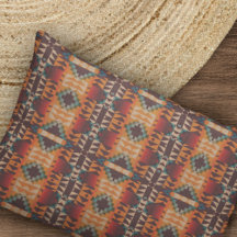 Teal Blue Dark Red Beige Brown Orange Tribal Art