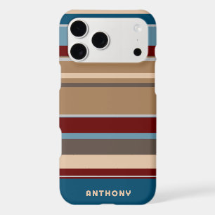Teal Blue Dark Red Neutral Beige Brown Art Stripes