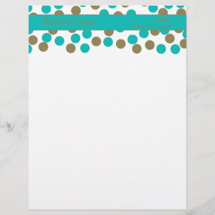 Teal Blue & Dark Tan Polka Dot Letterhead