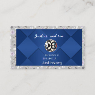 teal blue diamond and silver business card