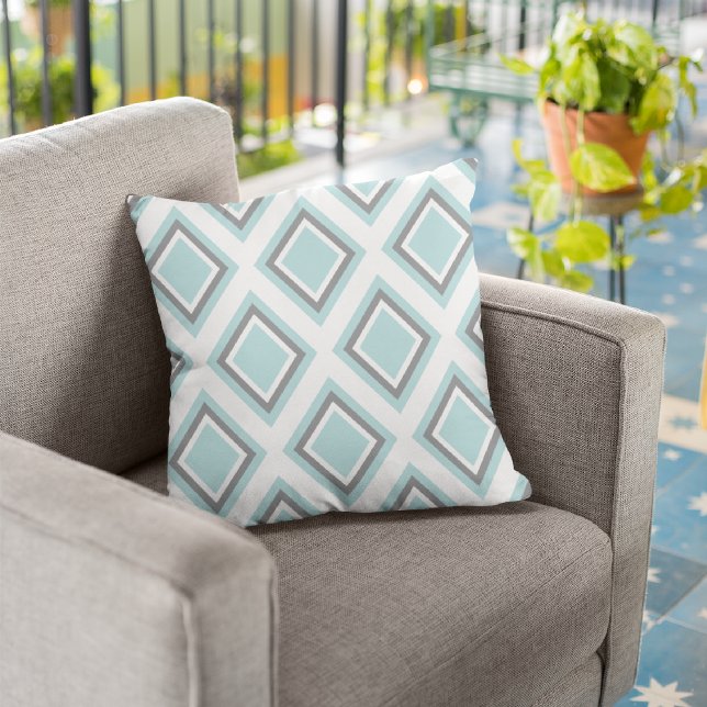 Teal Blue Diamonds/Dots Decorative Throw Pillow (Creator Uploaded)