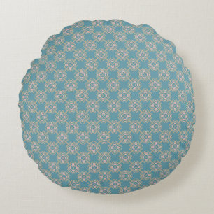 Teal Blue Elegance Geometric Round Pillow