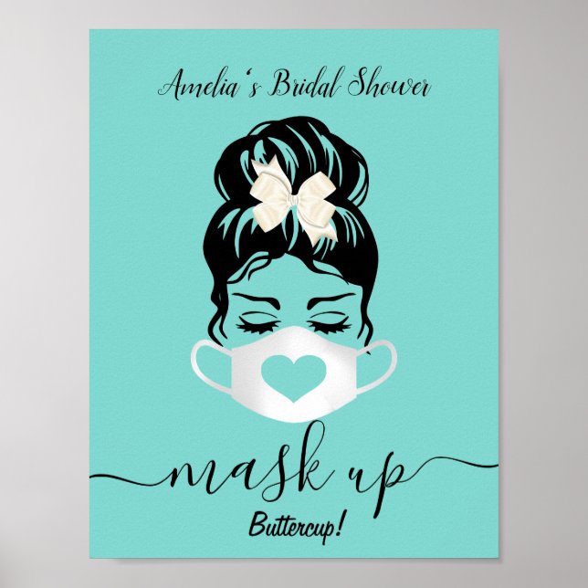 Teal Blue Face Mask Required Social Events Safety Poster (Front)