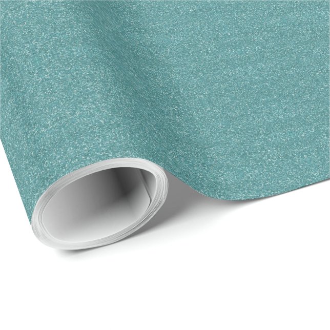 Teal / Blue Faux Glitter Wrapping Paper (Roll Corner)