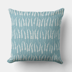 Teal Blue Fern Pattern for Cottage Cushion