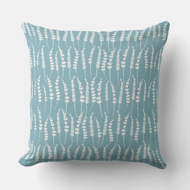 Teal Blue Fern Pattern for Cottage Cushion (Front)