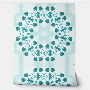 Teal Blue Floral Abstract Wallpaper
