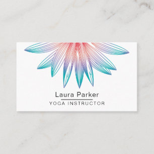 Teal Blue Floral Art Lotus Flower Yoga Meditation Business Card