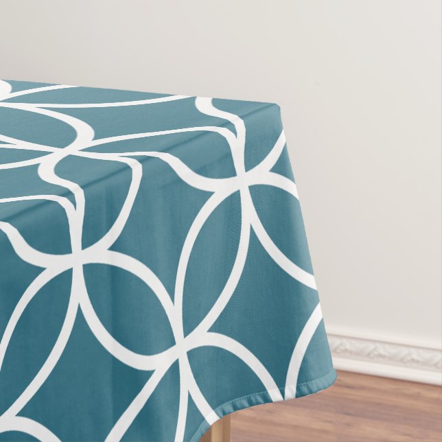 Teal Blue Geometric Pattern Tablecloths (In Situ)