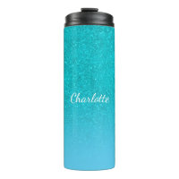 Teal blue glitter aqua sea green monogram initials