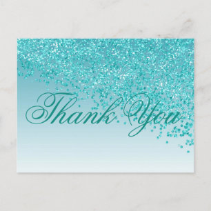 Teal Blue Glitter Teal Blue Shades Thank You Postcard