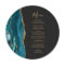 Teal Blue Gold Agate Round Plate Wedding Menu