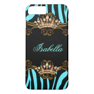 Teal Blue Gold Bronze Tiara Crown Zebra Case-Mate iPhone Case