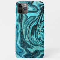 Teal Blue & Gold Chic Swirl Modern Abstract
