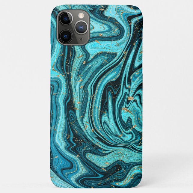 Teal Blue & Gold Chic Swirl Modern Abstract Case-Mate iPhone Case (Back)