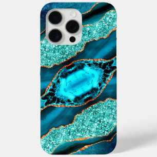 Teal Blue Gold Glitter Aqua Turquoise iPhone Case