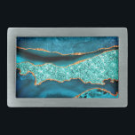 Teal Blue Gold Glitter Marble Belt Buckle<br><div class="desc">Belt Buckle with Agate Teal Blue Gold Glitter Marble Aqua Turquoise Geode Customisable Gift - or Add Your Name / Text - Make Your Special Belt Buckles Gift ! Resize and move or remove / add text / elements with Customisation tool ! Design by MIGNED ! Please see my other...</div>