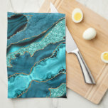 Teal Blue Gold Marble Aqua Turquoise Kitchen Towel<br><div class="desc">Kitchen Towels with Agate Teal Blue Gold Glitter Marble Aqua Turquoise Geode Customisable Gift - or Add Your Name / Text - Make Your Special Gift ! Resize and move or remove / add text / elements with Customisation tool ! Design by MIGNED ! Please see my other projects /...</div>