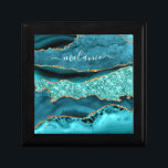 Teal Blue Gold Marble Turquoise Your Name Gift Box<br><div class="desc">Gift Boxes with Agate Teal Blue Gold Glitter Marble Aqua Turquoise Geode Customisable Gift - Add Your Name / Text - Make Your Special Gift Box ! Resize and move or remove / add text / elements with Customisation tool ! Design by MIGNED ! Please see my other projects /...</div>