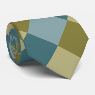 Teal Blue Gold Yellow Pattern Tie