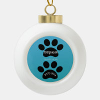 Teal Blue Gradient Paw Print Remembrance